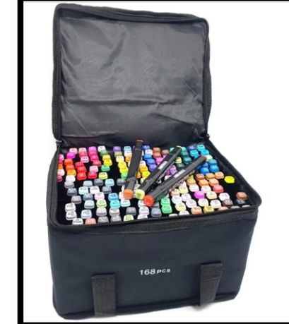 Набір двосторонніх скетч маркерів для малювання на 168 штук + сумка