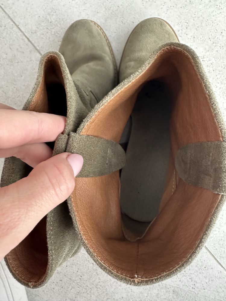 Gianmarko laurella botki z zamszu naturalnego 37 ukryty koturn khaki