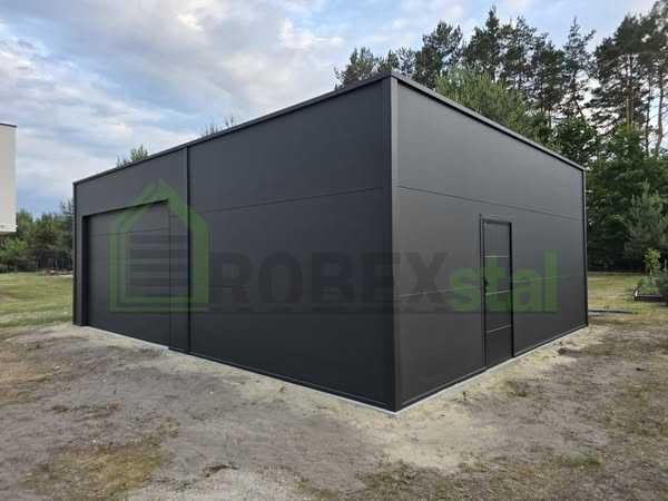 Garaż ocieplany z płyt warstwowych 4x6 + wiata 4x6 GARAŻE NA WYMIAR