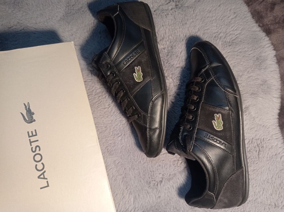 Buty Lacoste Chaymon rozmiar 44 czarne skóra 28 cm wkładka super męski
