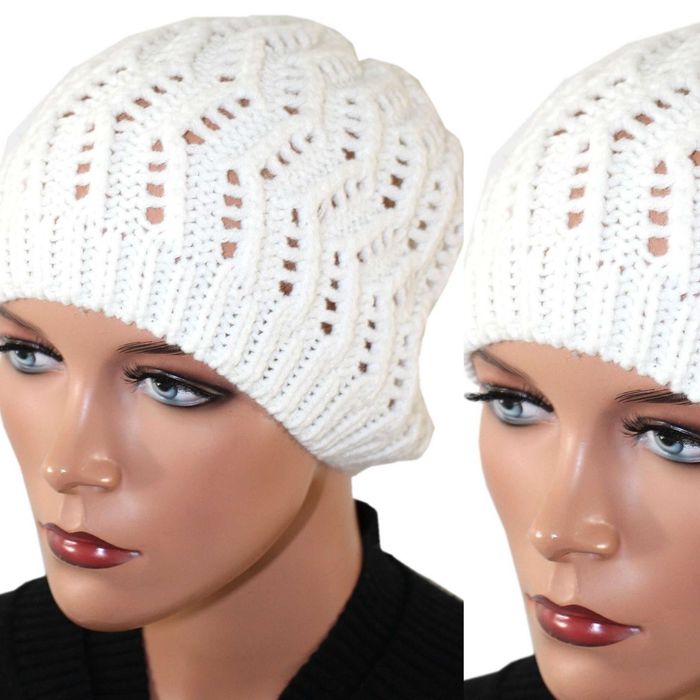 sj9 C&A Clockhouse zimowa ażurowa damska czapka ecru 57 cm one size