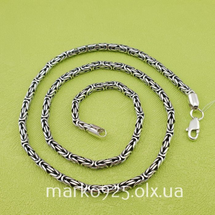 Серебряная цепочка византийское плетение Ланцюг лисячий хвіст фокс