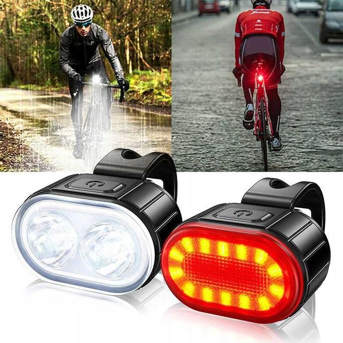 LAMPKI OŚWIETLENIE ROWEROWE LAMPKA przednia tylna usb led zestaw
