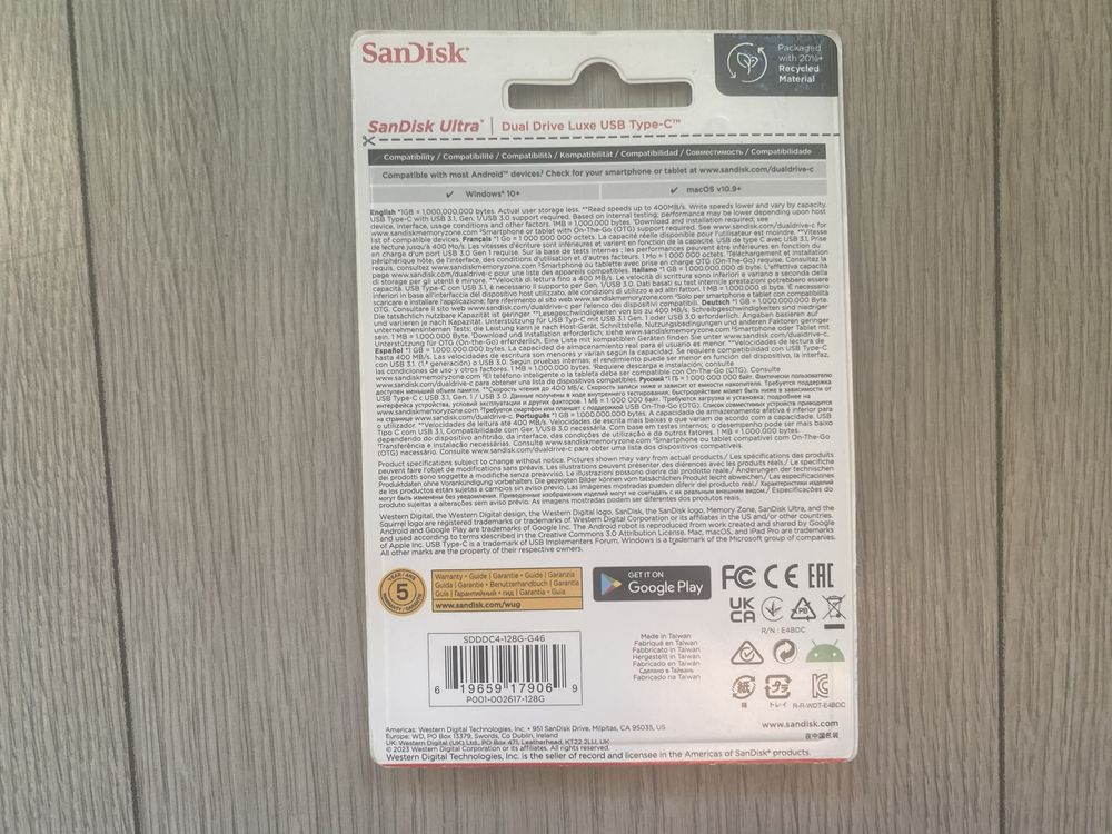 Nowy Pendrive SanDisk ULTRA DUAL DRIVE LUXE USB Typ C 128GB 400MB/s