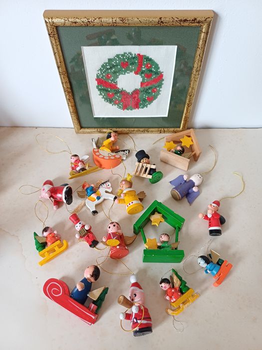 Ozdoby choinkowe zestaw drewniane aniołki koniki bałwanki ozdoby