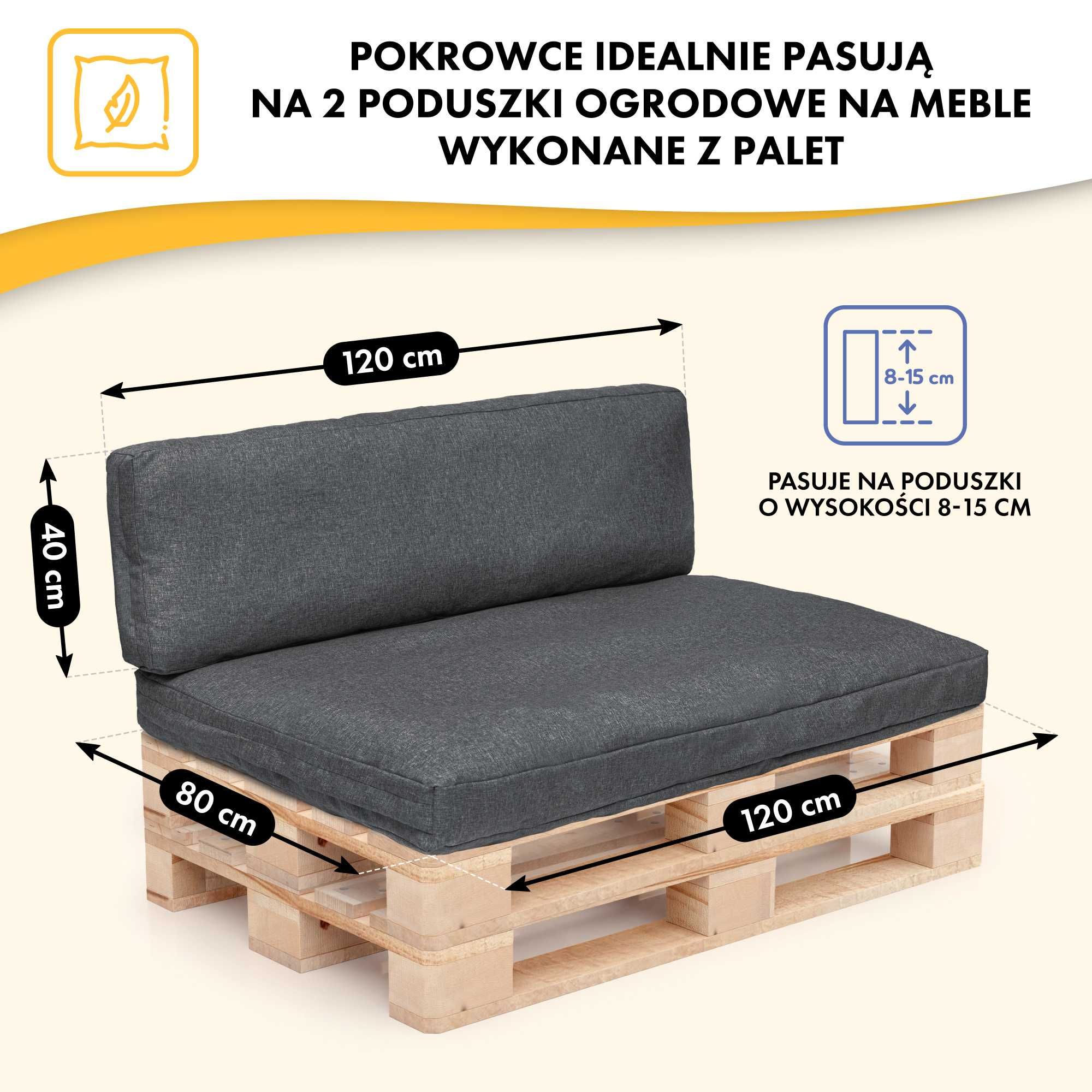 Zestaw poszewek/pokrowców na poduszki ogrodowe 120x80+120x40cm