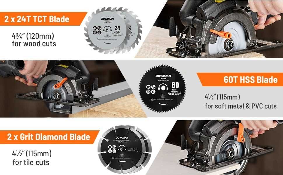 Pilarka tarczowa Ręczna piła tarczowa Laser 115mm 710W- DOVAMAN MCS01A