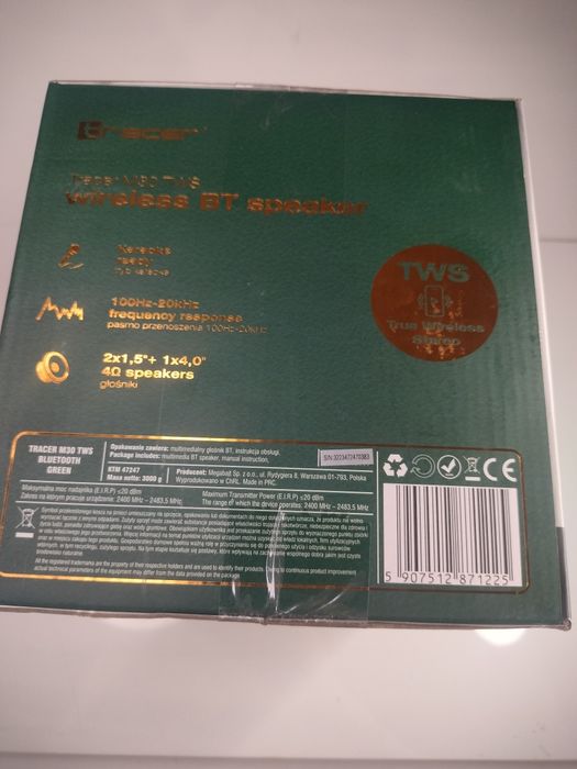 Głośnik Bluetooth Tracer M30 TWS 30W Radio FM Zielony