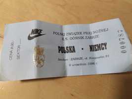 Bilet kolekcjonerski Polska Niemcy Zabrze 1996