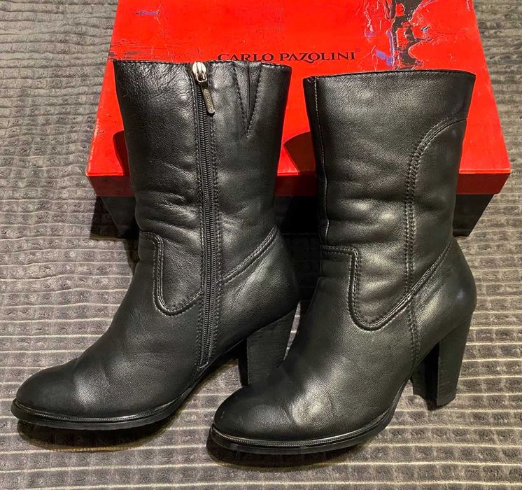 Чобітки жіночі зимові на овчині, р.37, чорні, натуральна шкіра