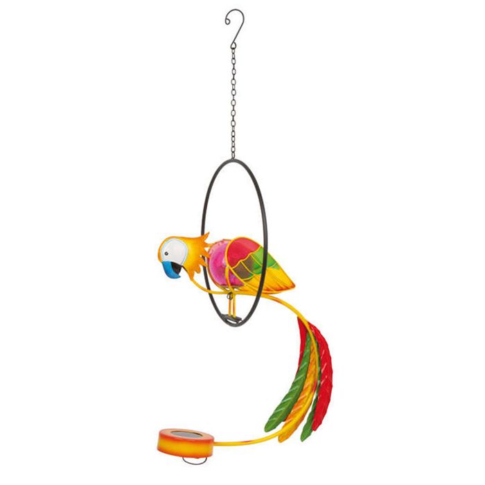 Metalowa dekoracja papuga LED na huśtawce