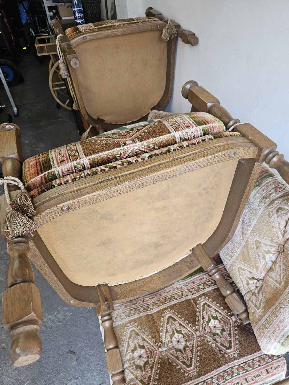 Zestaw mebli vintage lata 50, meble tapicerowane, 2 antyczne fotele +