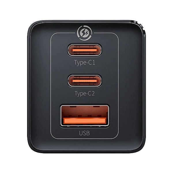 Szybka ładowarka sieciowa GaN 2xUSB C 1xUSB 65W Baseus GaN5 Pro + kabe