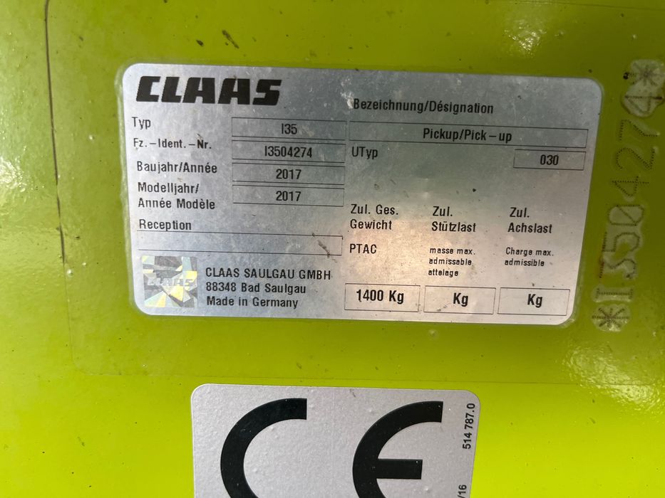 Podbieracz do trawy Claas PU 300 HD z Niemiec 2017rok