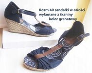 Sandały r.40 całe z tkaniny na koturnie podsuwce nowe