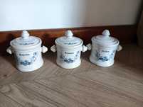 Pojemnik na przyprawy z pokrywka zestaw 3szt ceramiczne