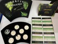 8szt DINOSAURIA srebro 925 srebrne numizmaty Dinozaury NA PREZENT