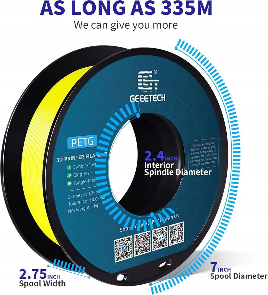 Filament PETG 1.75mm Żółty 1kg