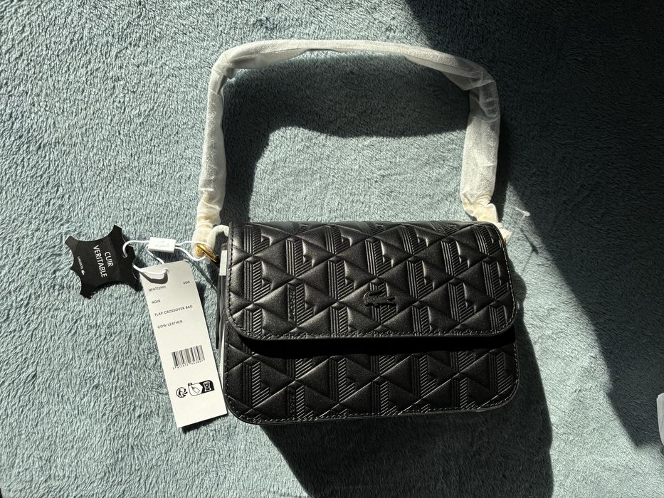 Женская кожаная черная сумка lacoste | оригинал | новая NF4712MH.000