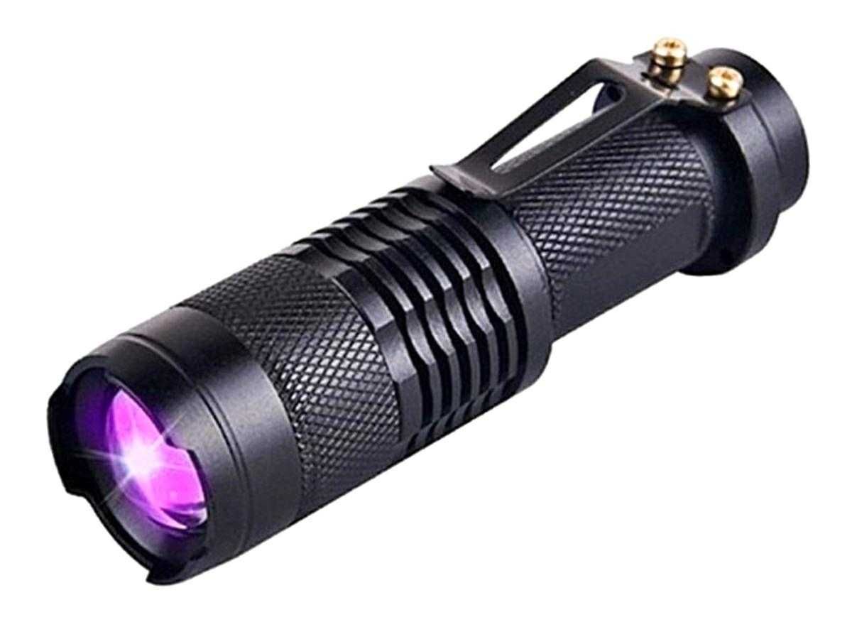 NOWE! Latarka LED UV ZOOM ultrafiolet szukanie bursztynu tester
