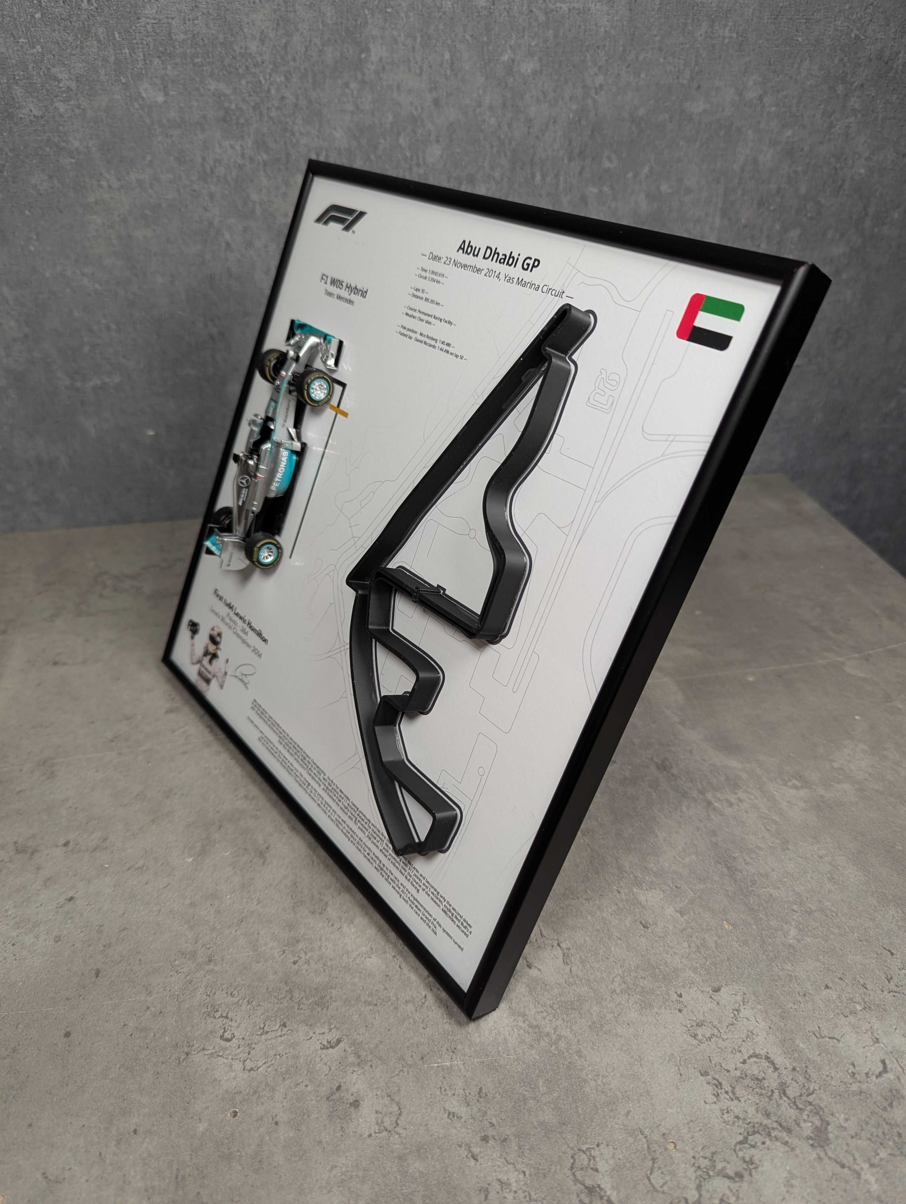 АРТ Рамка з 3D Трасою Abu Dhabi GP  F1 W05 Hybrid #44 Lewis Hamilton