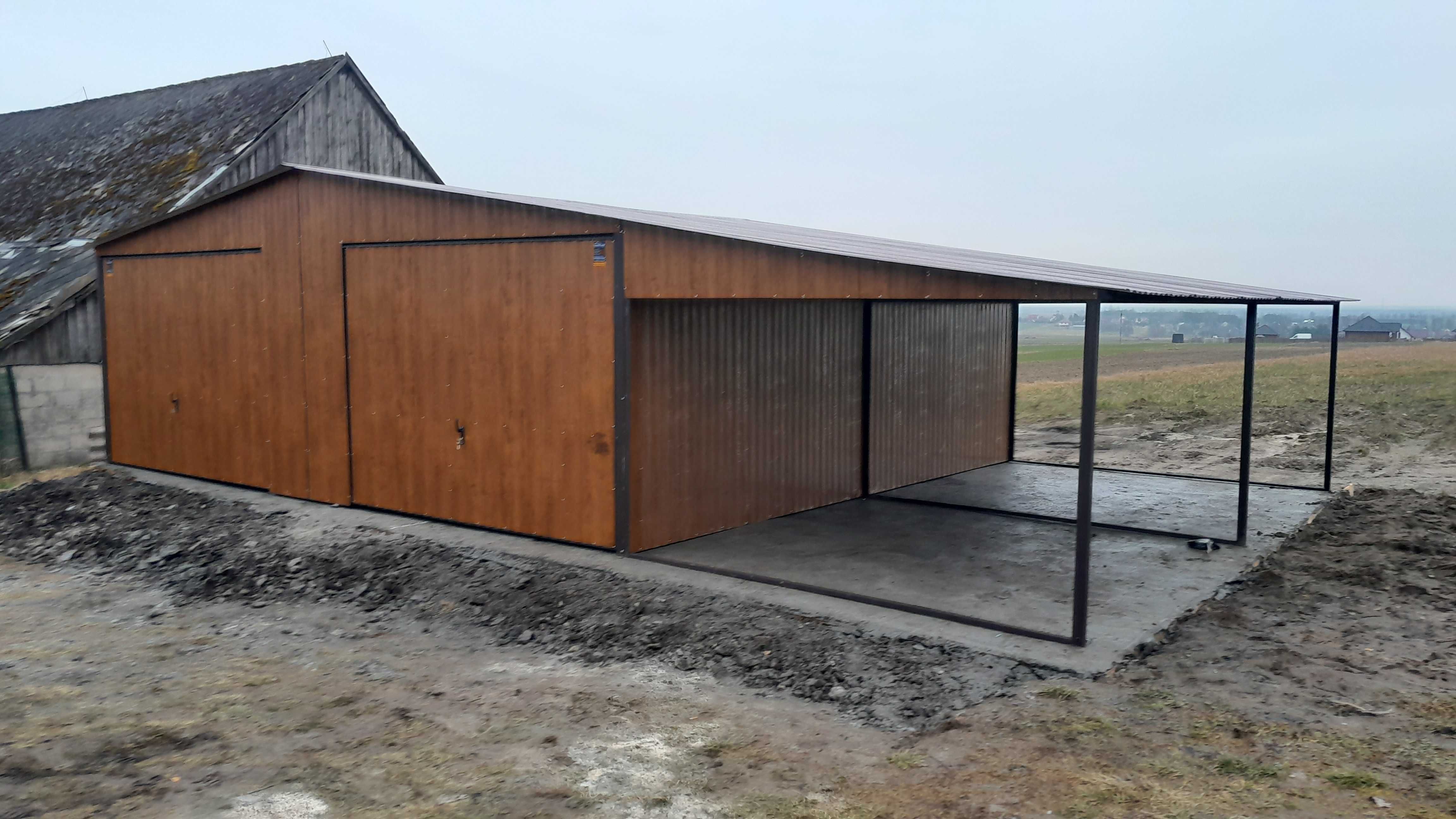 Garaż blaszany 7x6 Drewnopodobny