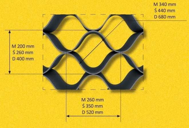 GEOKRATA Średnia Komora Zgrzew 440mm wymiar 2,6m x 8,67m=22,54m2 75mm
