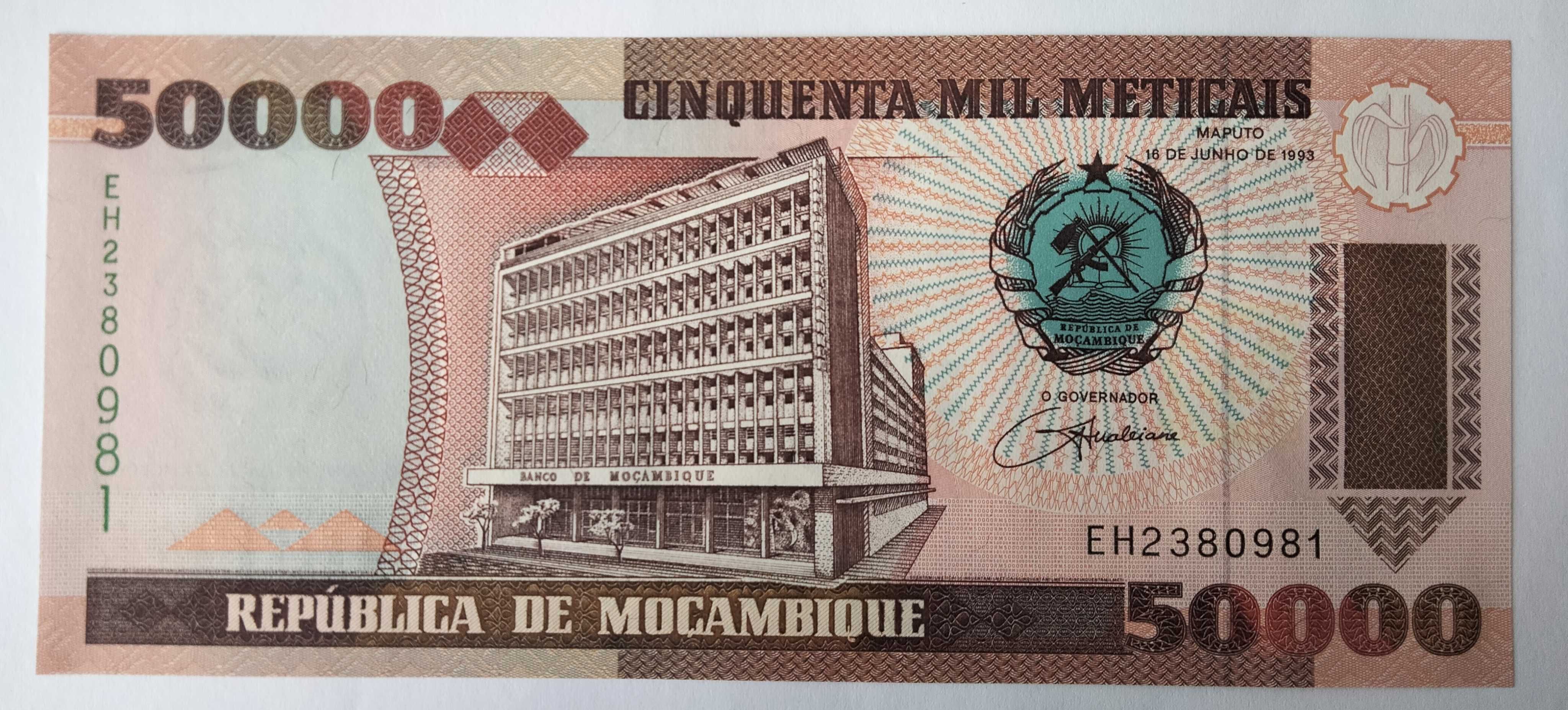 Set de 3 Notas Novas Circuladas em Moçambique « Continente Africano »