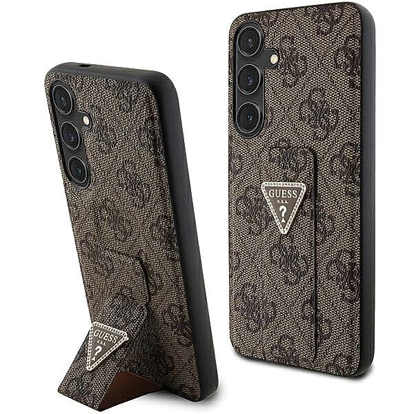Etui Guess Grip Stand 4G Triangle Strass na Samsung Galaxy S24 - brązo