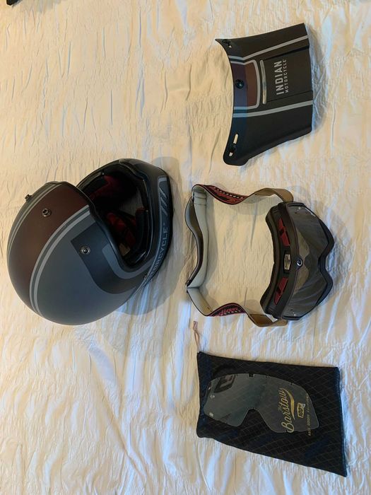 Kit Indian Motorcycle – Capacete, Óculos e Luvas