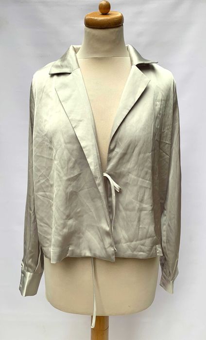 Bluzka XS 34 Nowa Srebrna Połyskująca Bik Bok Kopertowa