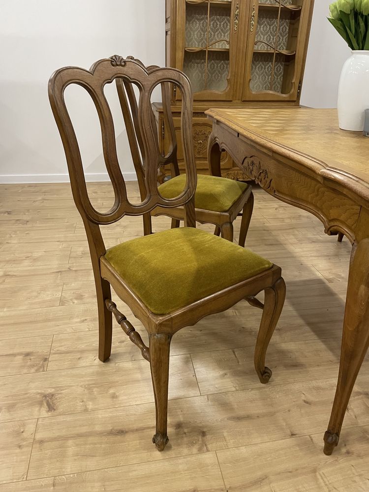 WYPRZEDAŻ Stół rozkaładany dębowy i 4 krzesła  styl ludwikowski