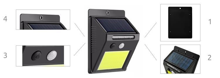 Candeeiro Luz solar LED Sensor de movimento para exterior Novos