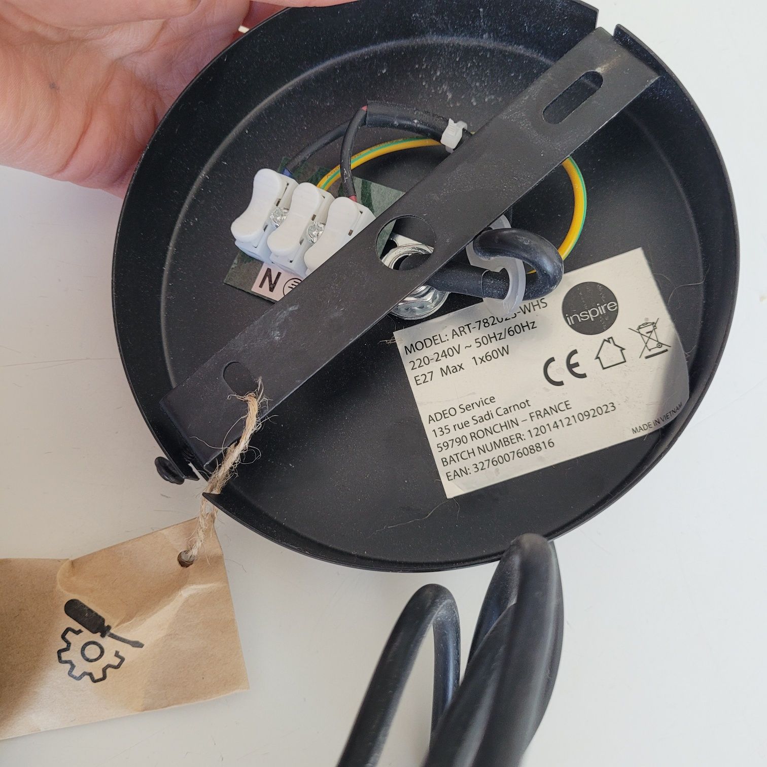 Czarny kabel do lampy sufitowej 13 cm czarna oprawa okrągła metalowy