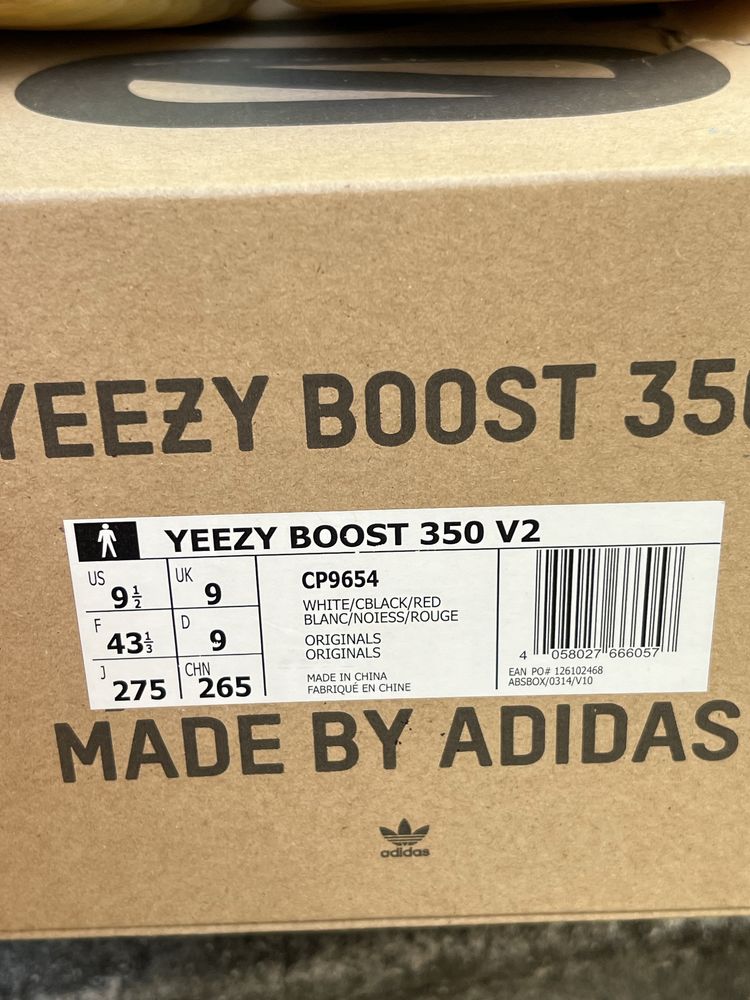 Adidas Yeezy Boost 350 V2 Zebra sneakersy czarno białe kanye 43 1/3