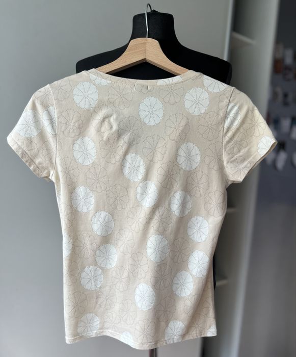 Koszulka damska GAP rozmiar XS serek kwiaty idealna stretch prosta