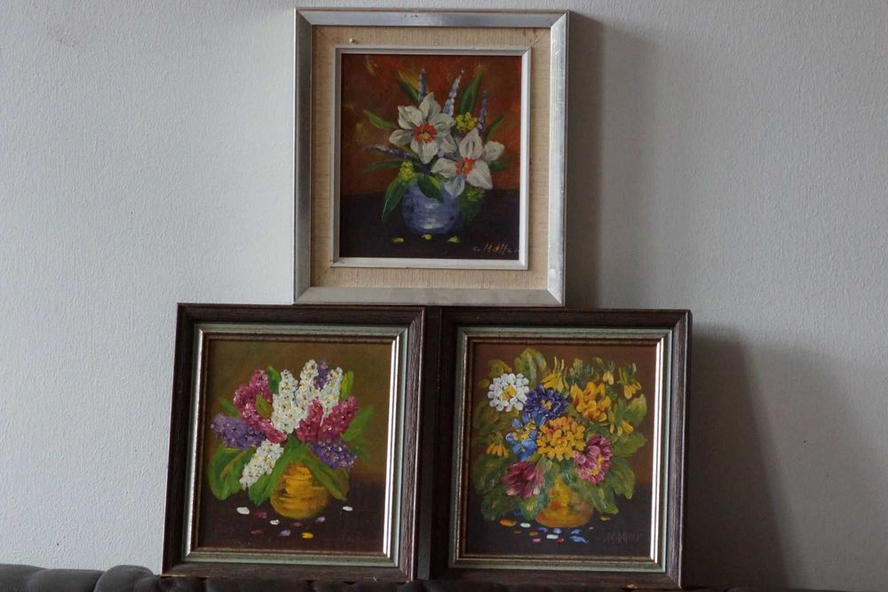 obrazy olejne na desce 23x21, 24x23cm