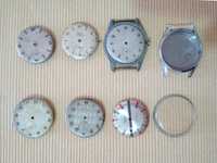 Lote relógios mecânicos para peças, mostradores e caixa