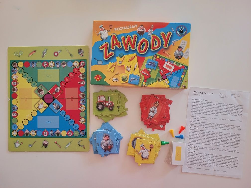 10 szt Zestaw GRY ALEKSANDER ZAWODY GODZINY Policja Puzzle edukacyjne