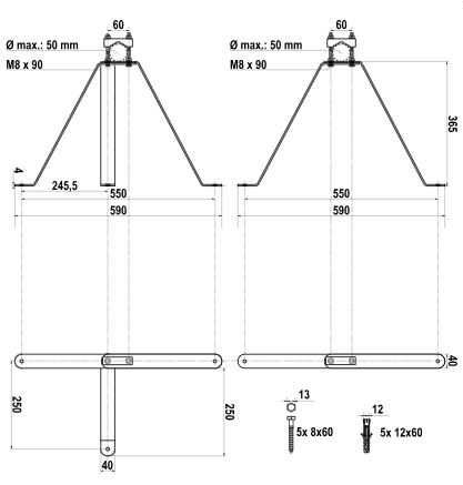 Obejma ścienna OMP-50L40 Kod.: E8552