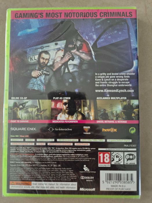 Kane and Lynch 2 dog days xbox360  gra factory sealed