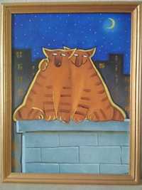 Картина маслом тема: "Влюбленные коты"