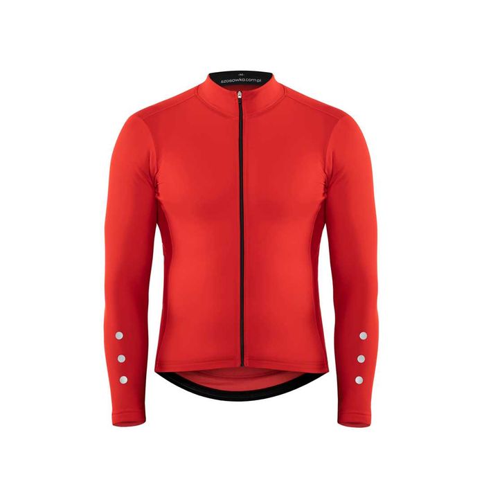 Ocieplana bluza kolarska gładka, czerwona, szosowka.com.pl