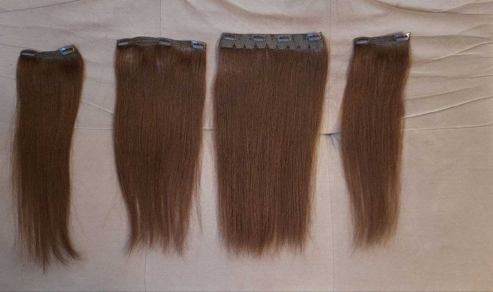 Натуральне слов'янське волосся на заколках 40 см, шоколад № 02