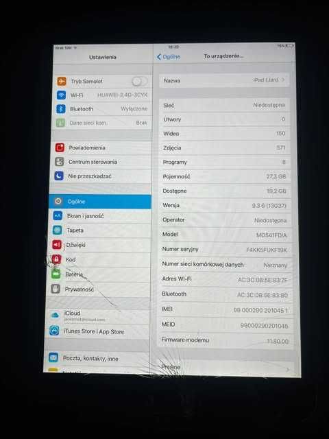 iPad mini 1 – 32GB – Sprawny, pęknięty ekran