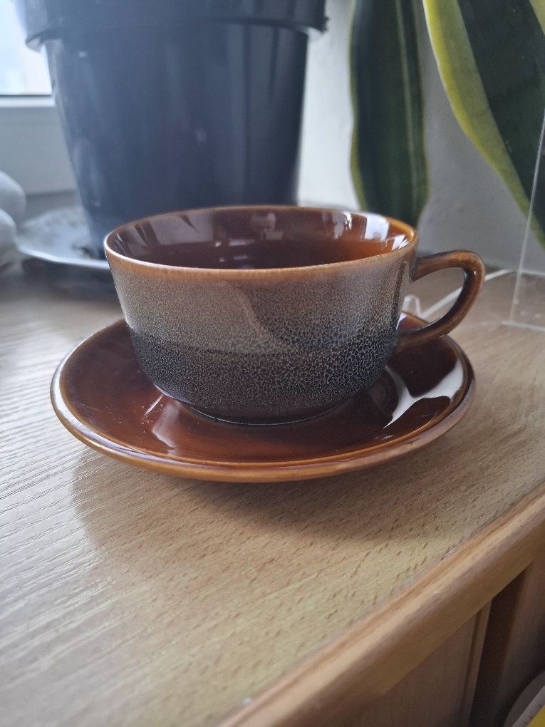 Zestaw,duo.Filizanka plus talerzyk porcelana Mirostowice.PRL