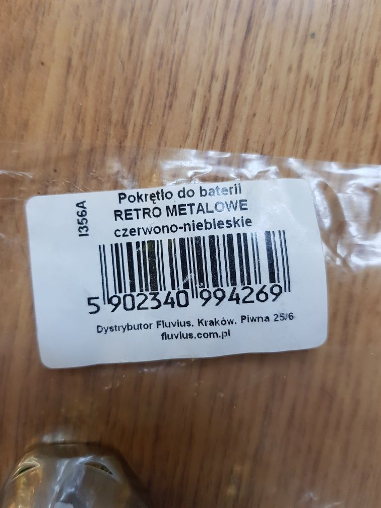 Pokrętło Do Baterii Retro Metalowe Czerwono Niebieskie