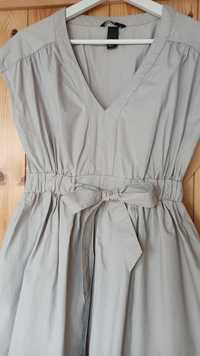 Sukienka krótka szara H&M 34 / XS bawełna 100% rozkloszowana