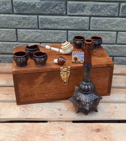 Подарочный набор Козак для мужчины булава в деревянном ящике с люлькой