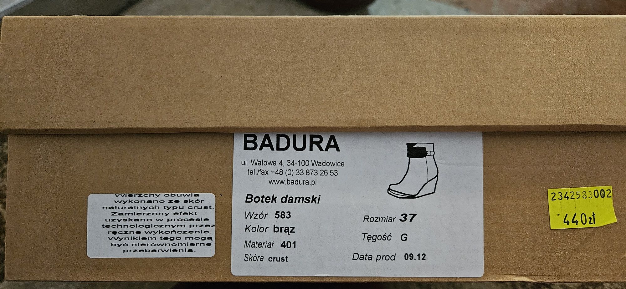 BADURA Botki ocieplane koturna r.37